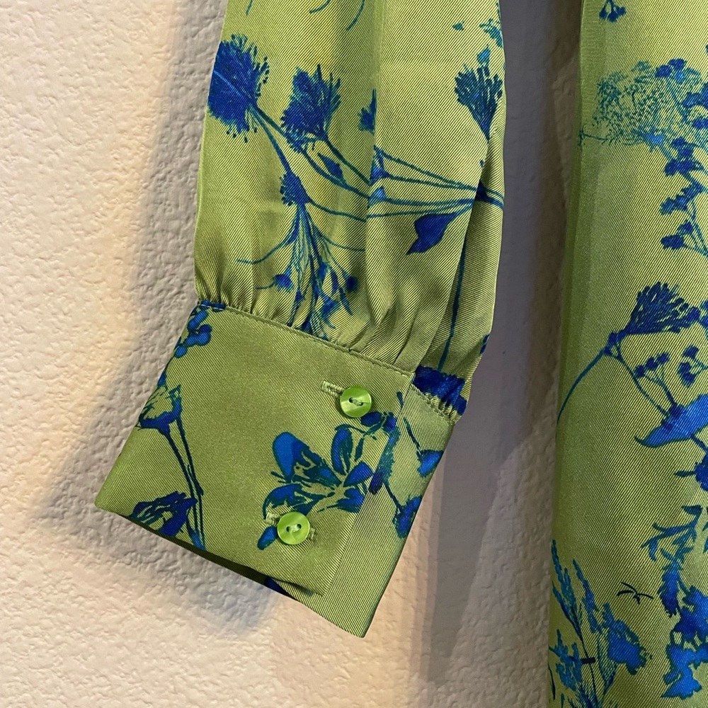 INC Green and Blue Floral Wrap Dress - Picture 6 of 7